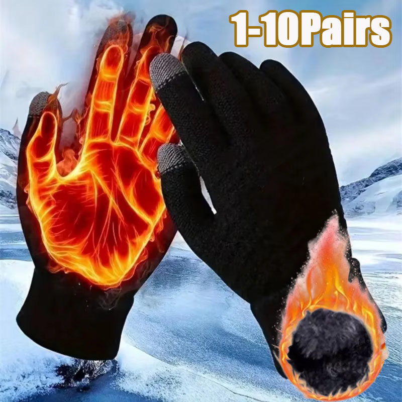 Winter Cycling Commute - 1-10 Çift Kalın Örgü Dokunmatik Ekran