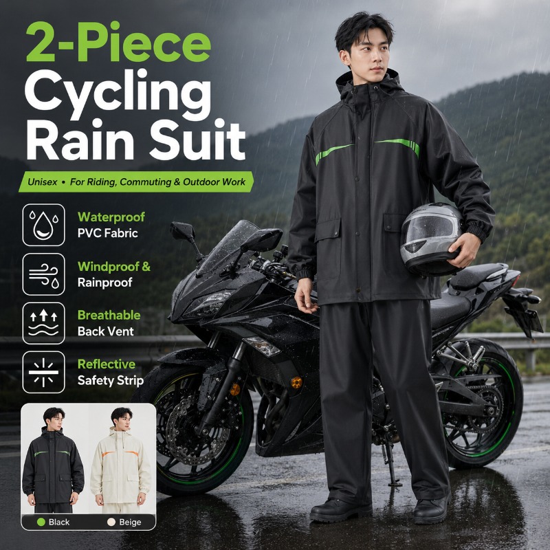 Cycling Rain Jacket Commute - Unisex 2 Parçalı Su Geçirmez Bisiklet